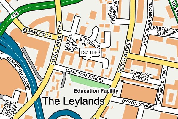 LS7 1DF map - OS OpenMap – Local (Ordnance Survey)
