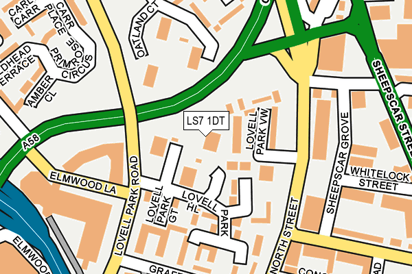 LS7 1DT map - OS OpenMap – Local (Ordnance Survey)