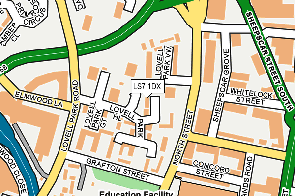 LS7 1DX map - OS OpenMap – Local (Ordnance Survey)