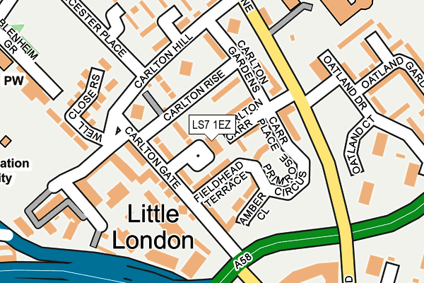LS7 1EZ map - OS OpenMap – Local (Ordnance Survey)