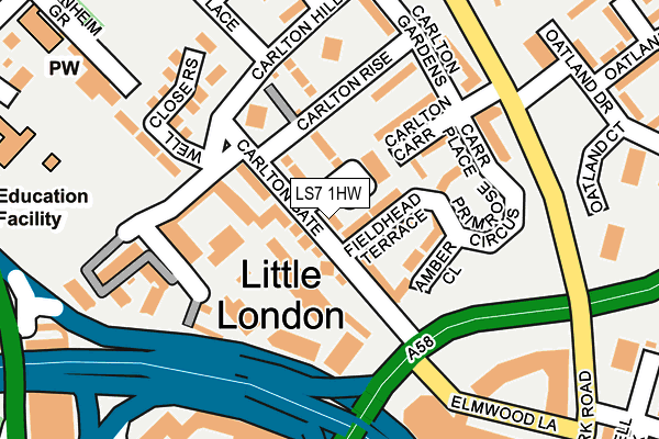 LS7 1HW map - OS OpenMap – Local (Ordnance Survey)