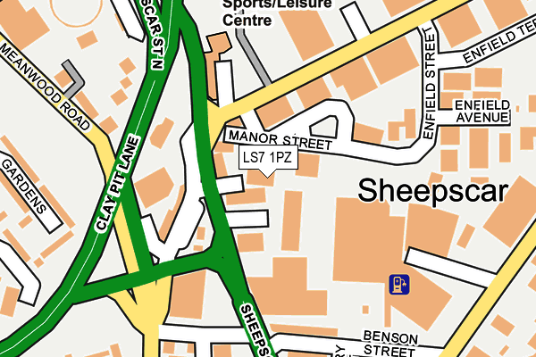 LS7 1PZ map - OS OpenMap – Local (Ordnance Survey)