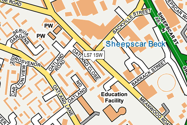 LS7 1SW map - OS OpenMap – Local (Ordnance Survey)