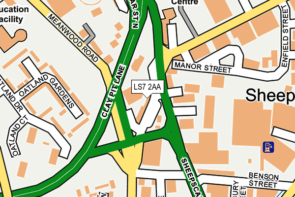 LS7 2AA map - OS OpenMap – Local (Ordnance Survey)
