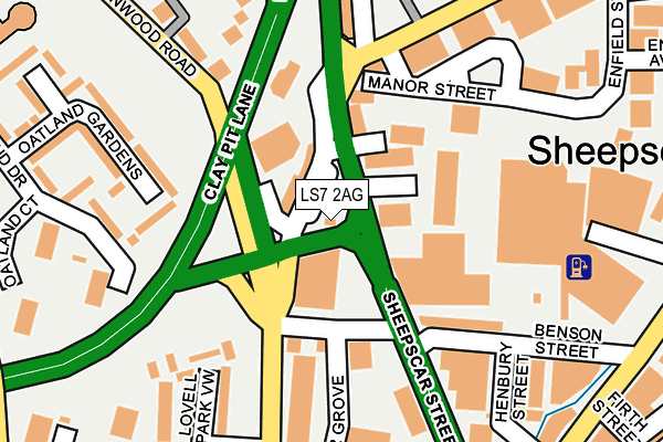 LS7 2AG map - OS OpenMap – Local (Ordnance Survey)