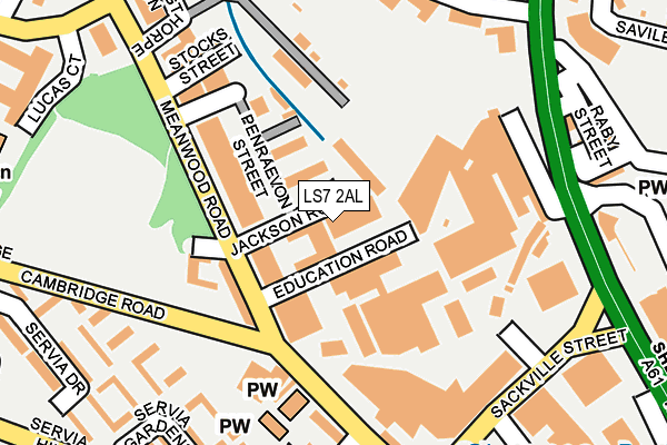LS7 2AL map - OS OpenMap – Local (Ordnance Survey)