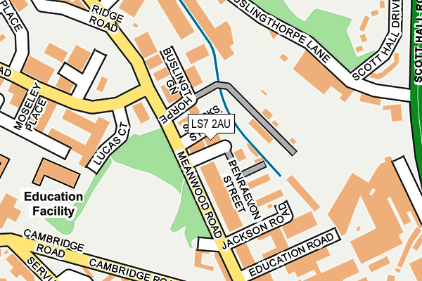 LS7 2AU map - OS OpenMap – Local (Ordnance Survey)