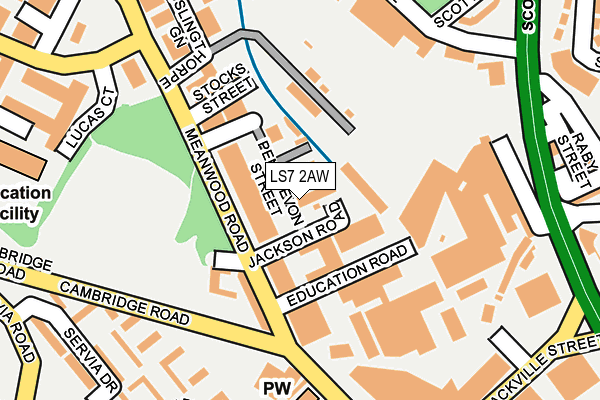 LS7 2AW map - OS OpenMap – Local (Ordnance Survey)