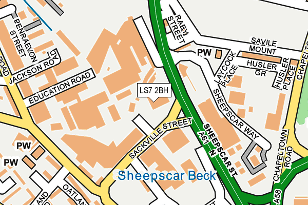 LS7 2BH map - OS OpenMap – Local (Ordnance Survey)