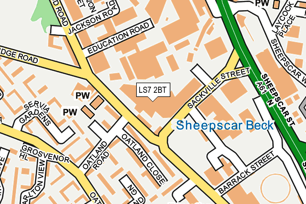 LS7 2BT map - OS OpenMap – Local (Ordnance Survey)