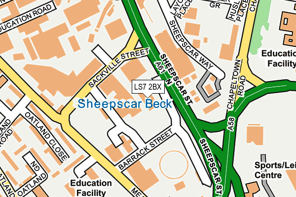 LS7 2BX map - OS OpenMap – Local (Ordnance Survey)