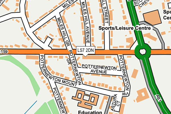 LS7 2DN map - OS OpenMap – Local (Ordnance Survey)