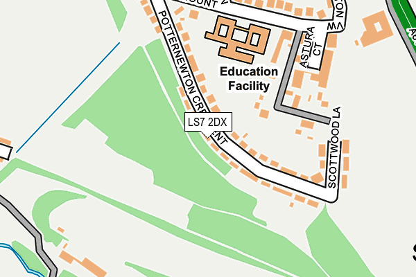 LS7 2DX map - OS OpenMap – Local (Ordnance Survey)