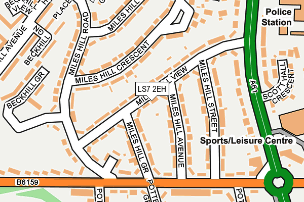 LS7 2EH map - OS OpenMap – Local (Ordnance Survey)