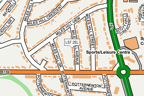 LS7 2EL map - OS OpenMap – Local (Ordnance Survey)