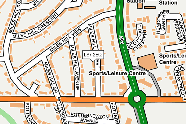 LS7 2EQ map - OS OpenMap – Local (Ordnance Survey)
