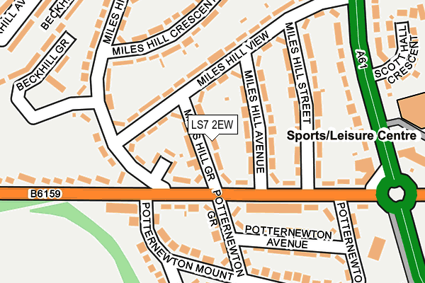 LS7 2EW map - OS OpenMap – Local (Ordnance Survey)