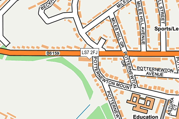 LS7 2FJ map - OS OpenMap – Local (Ordnance Survey)