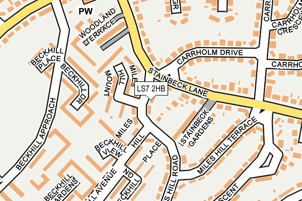 LS7 2HB map - OS OpenMap – Local (Ordnance Survey)