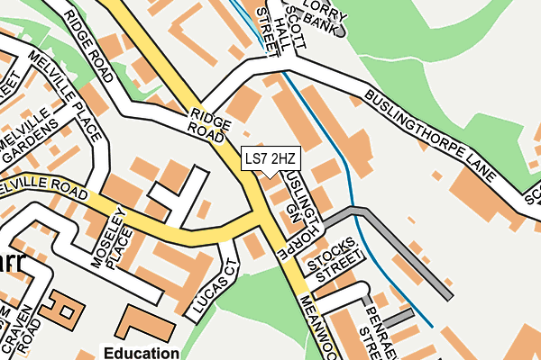 LS7 2HZ map - OS OpenMap – Local (Ordnance Survey)