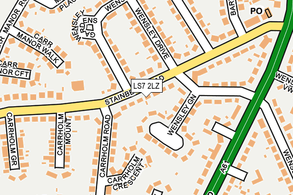 LS7 2LZ map - OS OpenMap – Local (Ordnance Survey)