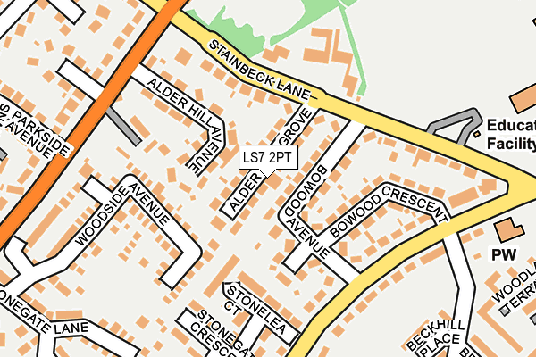 LS7 2PT map - OS OpenMap – Local (Ordnance Survey)