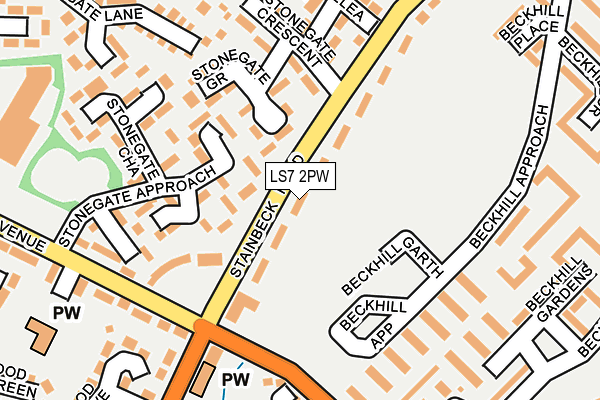 LS7 2PW map - OS OpenMap – Local (Ordnance Survey)