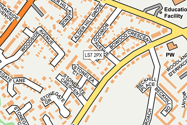 LS7 2PX map - OS OpenMap – Local (Ordnance Survey)