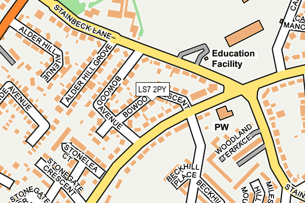 LS7 2PY map - OS OpenMap – Local (Ordnance Survey)