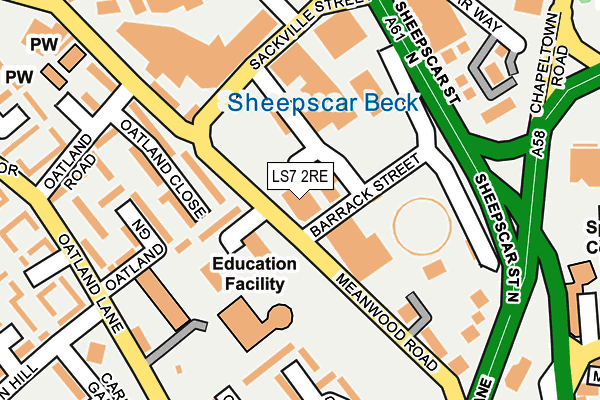 LS7 2RE map - OS OpenMap – Local (Ordnance Survey)
