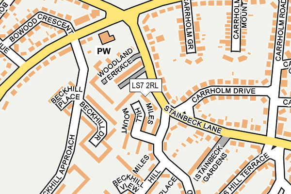 LS7 2RL map - OS OpenMap – Local (Ordnance Survey)