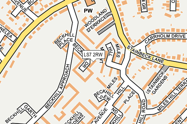 LS7 2RW map - OS OpenMap – Local (Ordnance Survey)