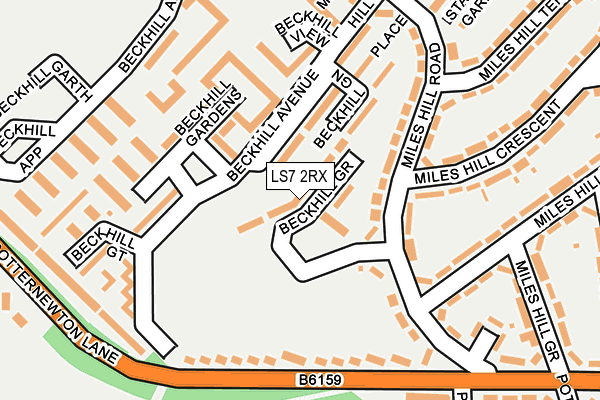 LS7 2RX map - OS OpenMap – Local (Ordnance Survey)