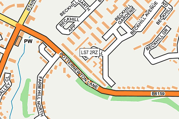 LS7 2RZ map - OS OpenMap – Local (Ordnance Survey)