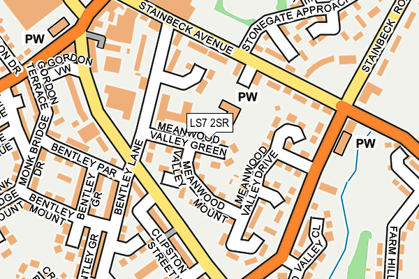 LS7 2SR map - OS OpenMap – Local (Ordnance Survey)