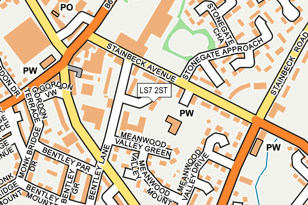 LS7 2ST map - OS OpenMap – Local (Ordnance Survey)