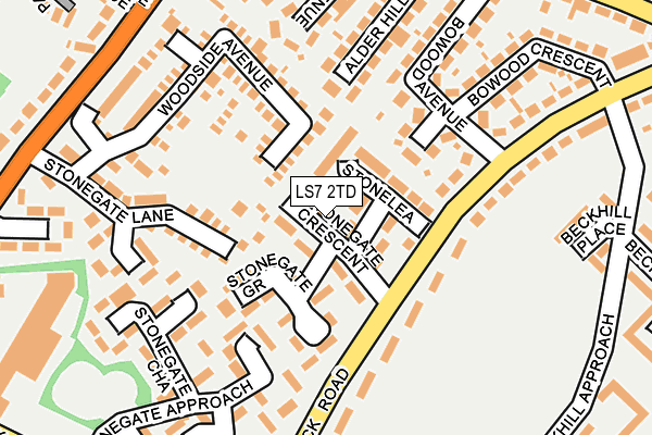 LS7 2TD map - OS OpenMap – Local (Ordnance Survey)