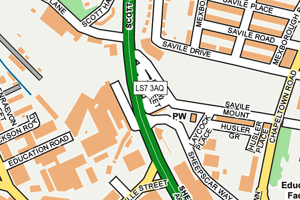 LS7 3AQ map - OS OpenMap – Local (Ordnance Survey)