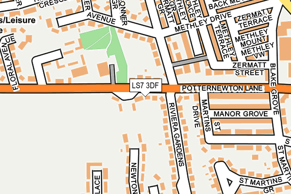 LS7 3DF map - OS OpenMap – Local (Ordnance Survey)