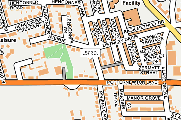 LS7 3DJ map - OS OpenMap – Local (Ordnance Survey)