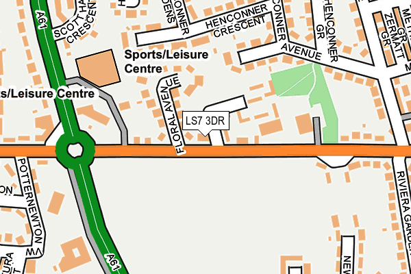 LS7 3DR map - OS OpenMap – Local (Ordnance Survey)