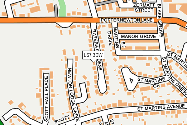 LS7 3DW map - OS OpenMap – Local (Ordnance Survey)