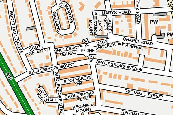 LS7 3HE map - OS OpenMap – Local (Ordnance Survey)
