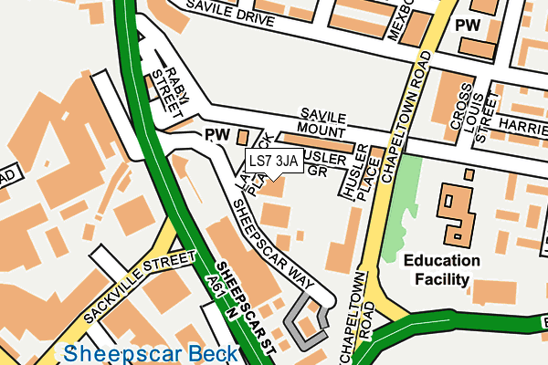 LS7 3JA map - OS OpenMap – Local (Ordnance Survey)