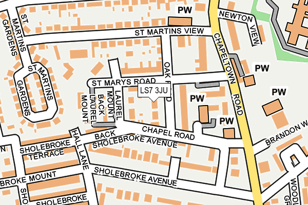 LS7 3JU map - OS OpenMap – Local (Ordnance Survey)