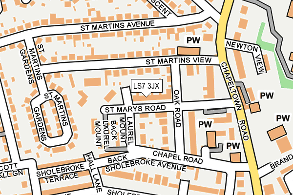 LS7 3JX map - OS OpenMap – Local (Ordnance Survey)