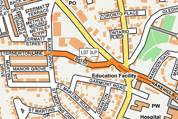 LS7 3LP map - OS OpenMap – Local (Ordnance Survey)