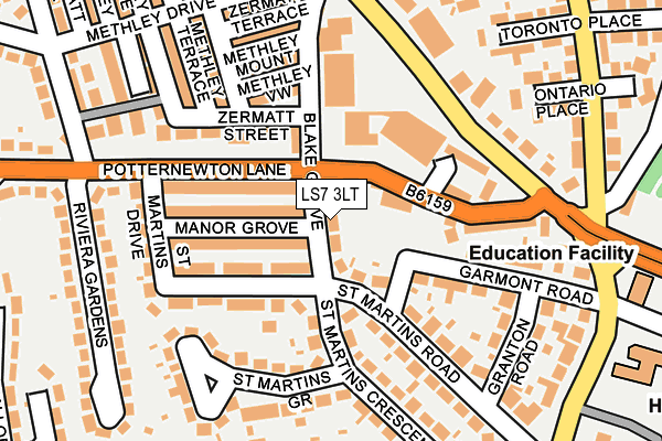 LS7 3LT map - OS OpenMap – Local (Ordnance Survey)