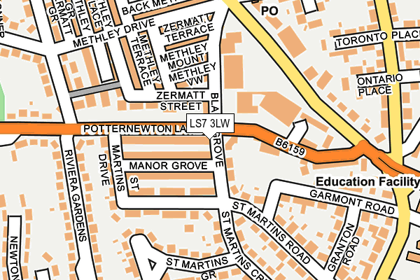 LS7 3LW map - OS OpenMap – Local (Ordnance Survey)