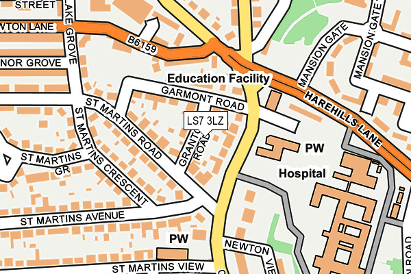 LS7 3LZ map - OS OpenMap – Local (Ordnance Survey)